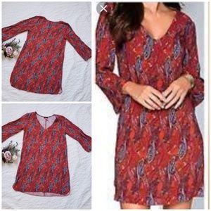 Venus 3/4 Sleeve Casual Boho Paisley Shift Dress